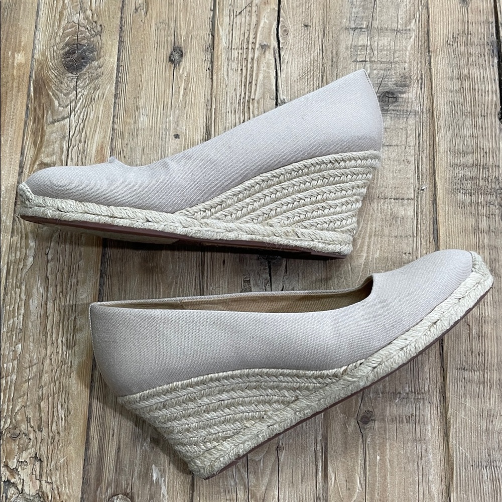 J. Crew Factory Beige Espadrille Wedge Pumps - Picture 7 of 7